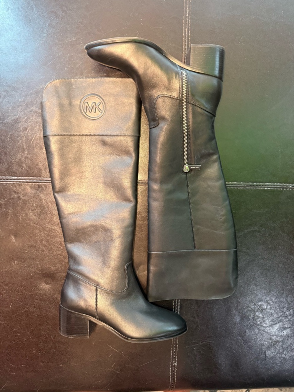 Michael Kors Womens Black Dylyn Leather Knee High Riding Boots size 5.5